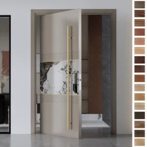 Entry Door with CE Certificate and EU Standard, made of solid timber.