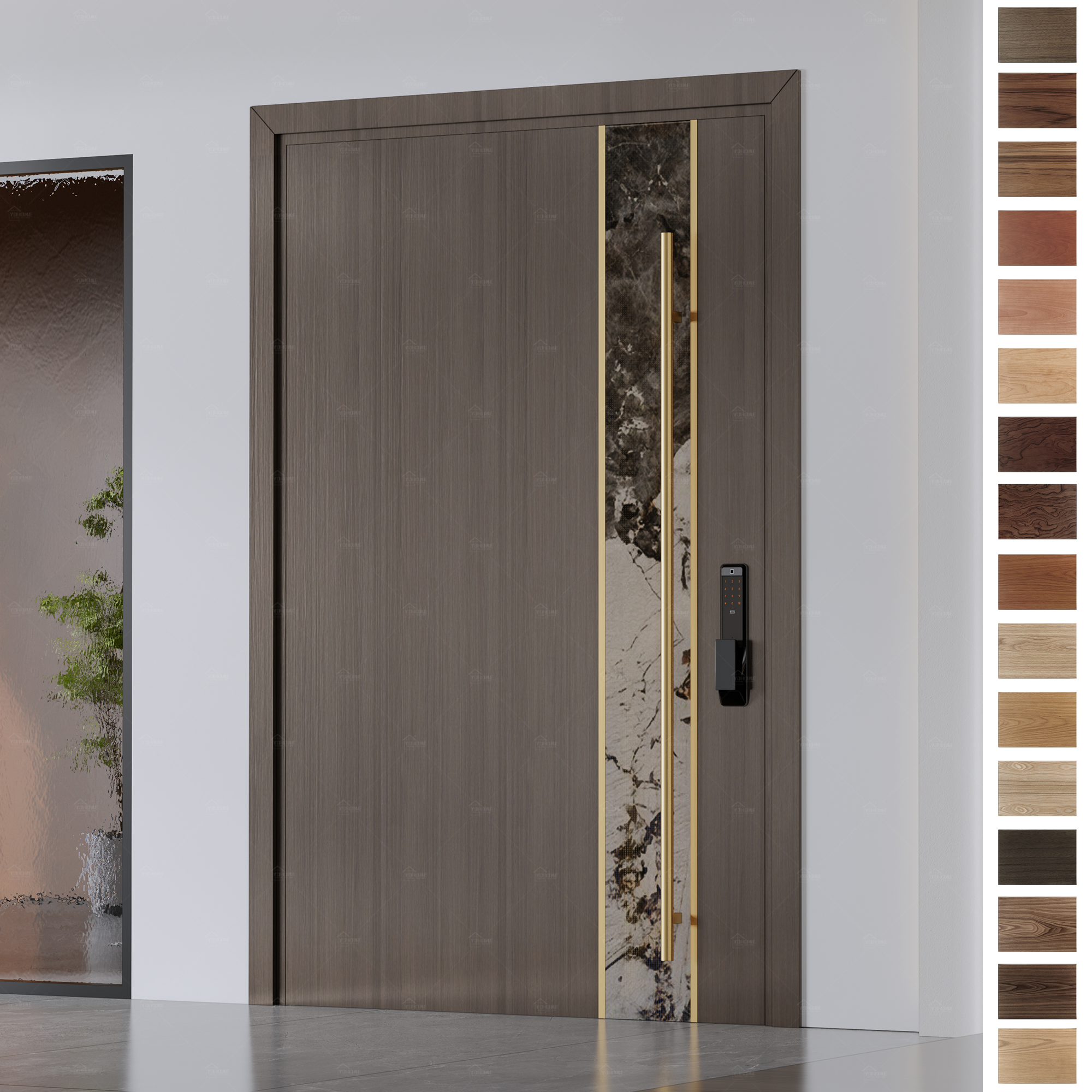 Discover Foshan Yohome's latest design of solid wood external pivoting entry doors.