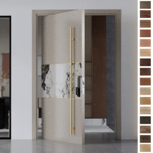 Entry Door made of solid timber with a long handle.