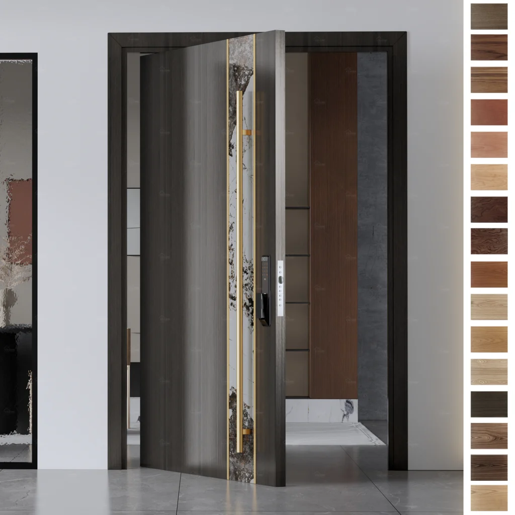 Entry Door in Luxurious Walnut for Modern Residential Exteriors