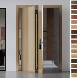 Entry Door made of solid wood with sound insulation and security.