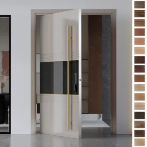 Entry Door in tropical walnut for villas.