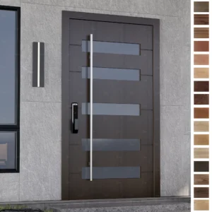 Entry Door in European style, made of solid wood.