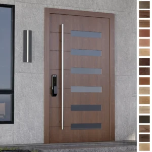 Entry Door crafted in Germany with premium walnut wood and glass.