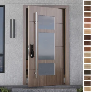 Entry Door with smart technology and oak style.