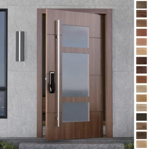 Entry Door with 32x80 wood pivot design for modern UK villas.