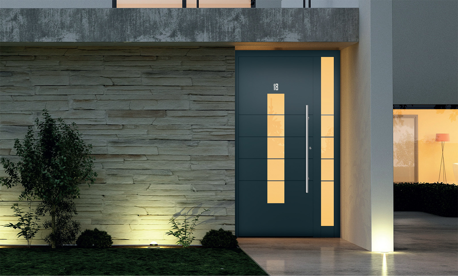 Durable Cast Aluminum Door Featuring a Black Matte Finish and Elegant Handle Design.