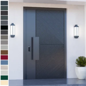 Entry Door crafted from cast aluminum with smart lock.