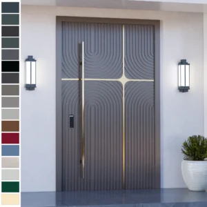 Entry Door crafted in French style with a cast aluminum frame.