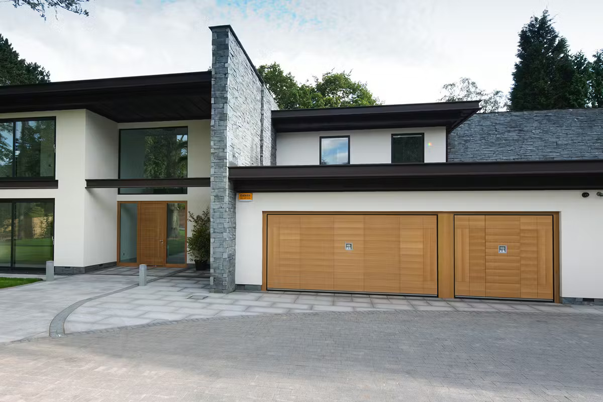 Durable steel garage door offering enhanced home security.