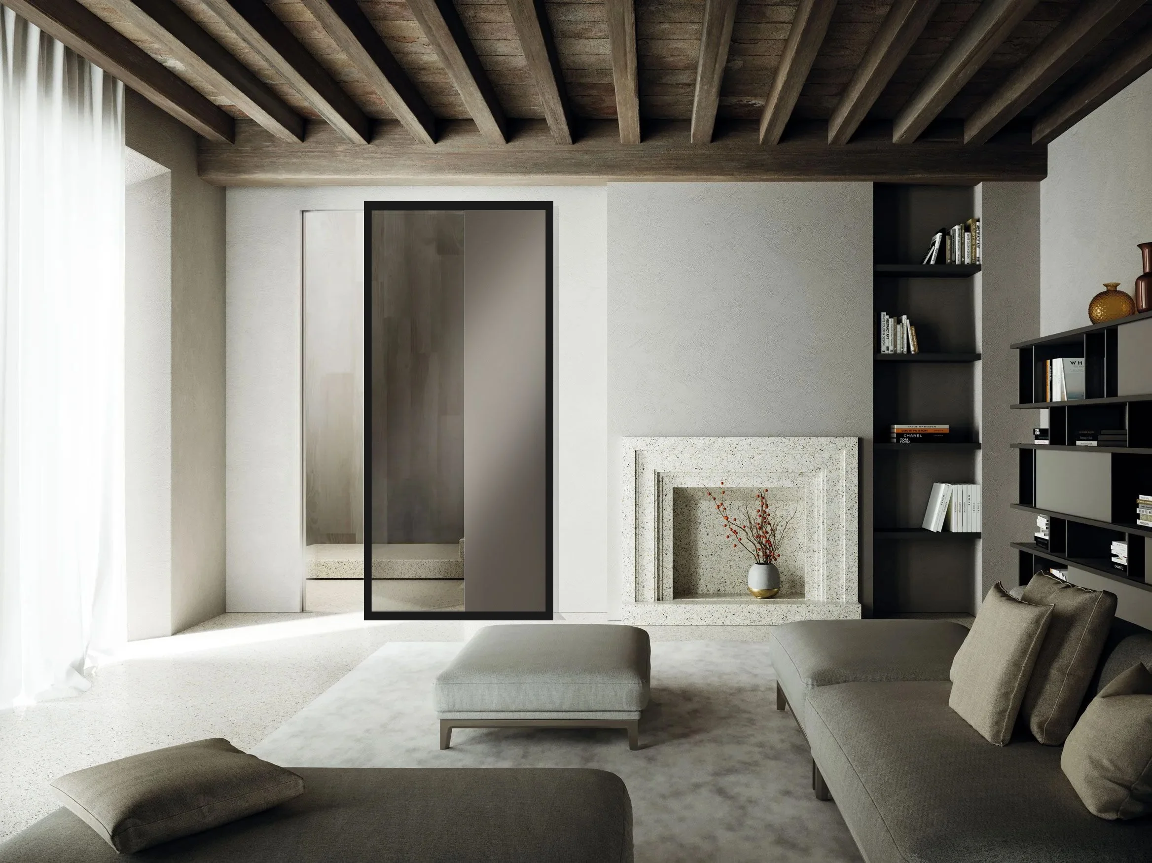 Invisible ghost door adds functionality while maintaining a luxury look.