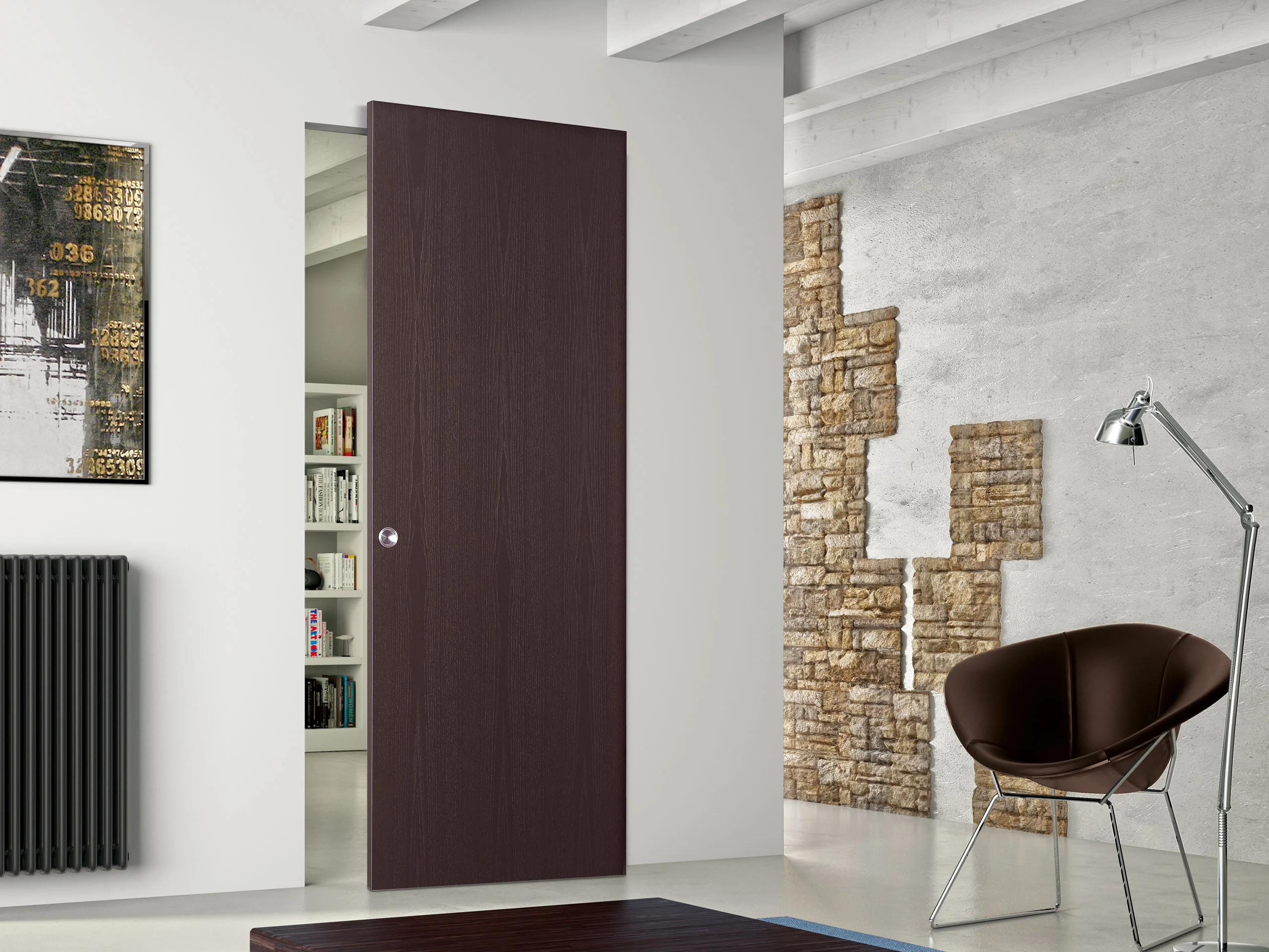 Ghost door design offers a seamless transition between spaces.