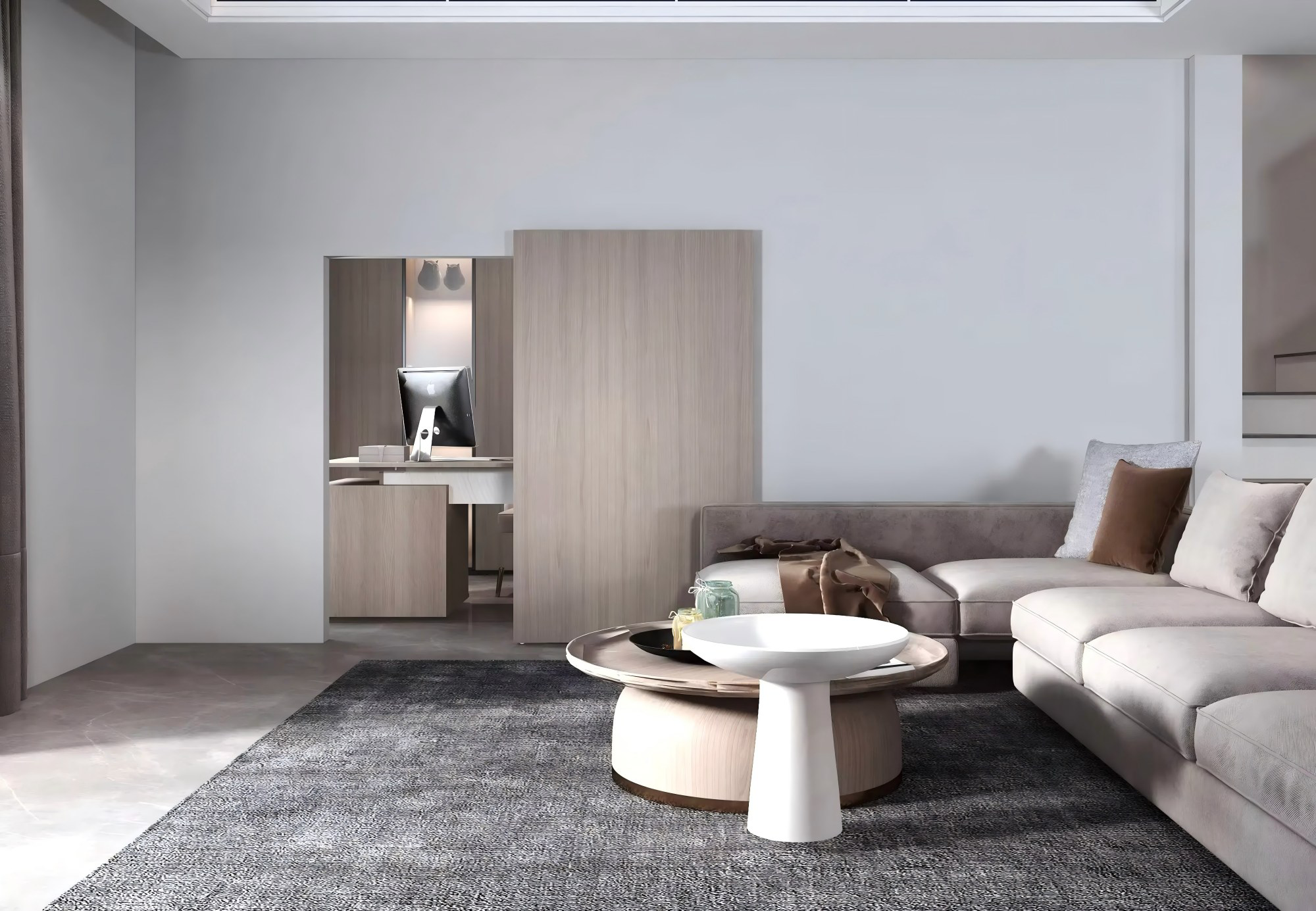 Ghost door installation in a high-end residential space for a minimalist effect.