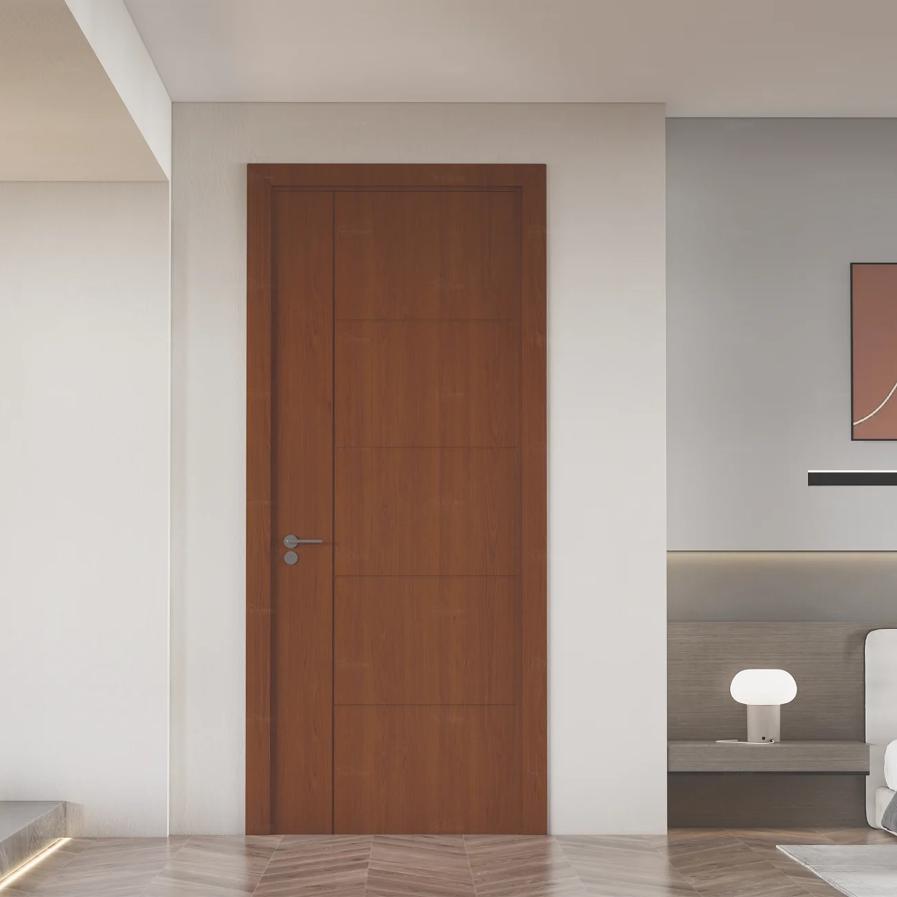 Modern interior door with sleek design, enhancing the elegance of a contemporary living room.